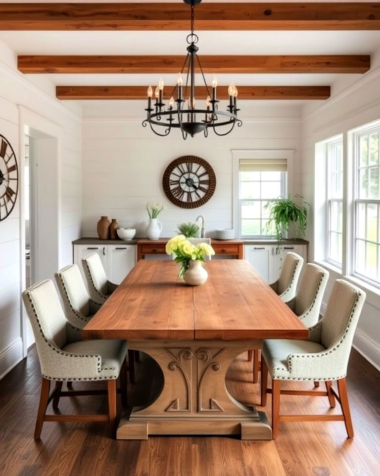farmhouse dining table interior design - 20 Rustic Farmhouse Interior Design Ideas