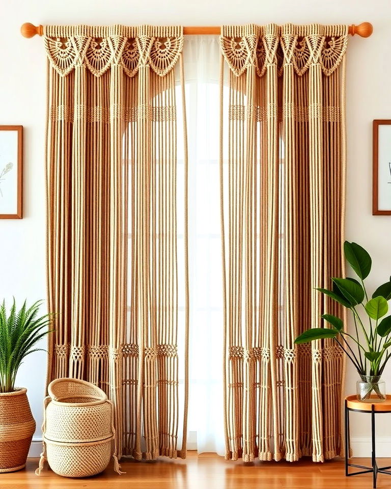 farmhouse macrame curtain panels farmhouse macrame curtain panels - 25 Farmhouse Curtain Ideas
