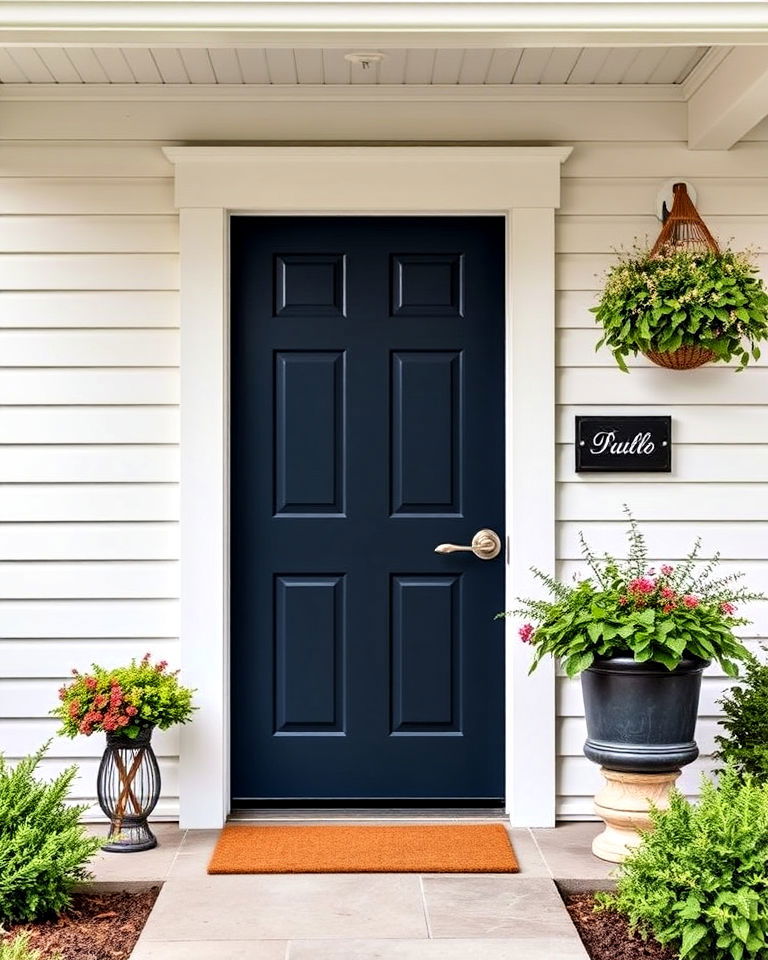 farmhouse navy blue front door - 25 Farmhouse Front Door Ideas