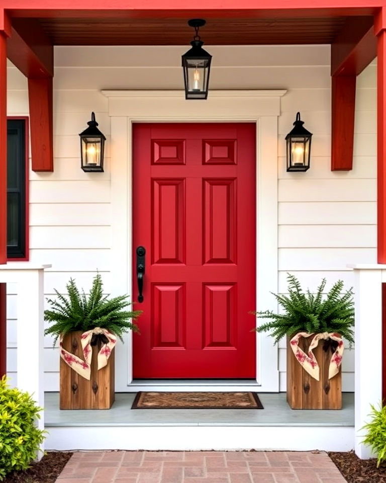 farmhouse red front door - 25 Farmhouse Front Door Ideas
