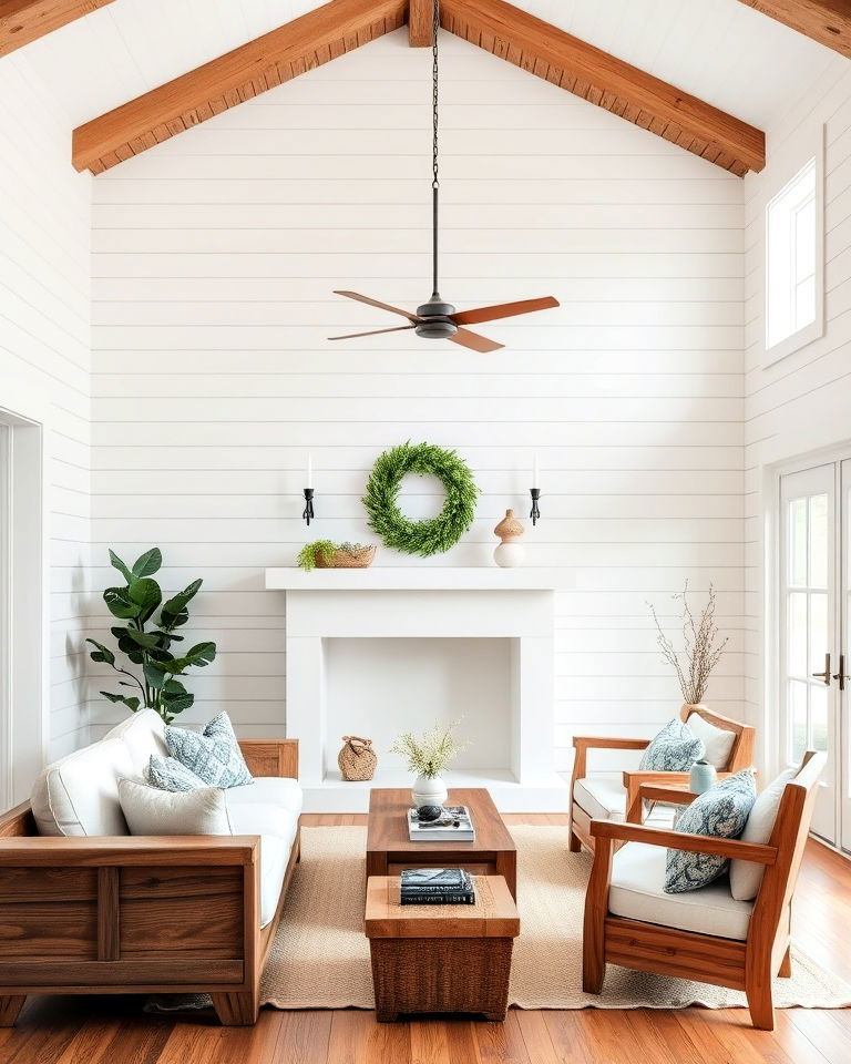 farmhouse shiplap walls interior design - 20 Rustic Farmhouse Interior Design Ideas