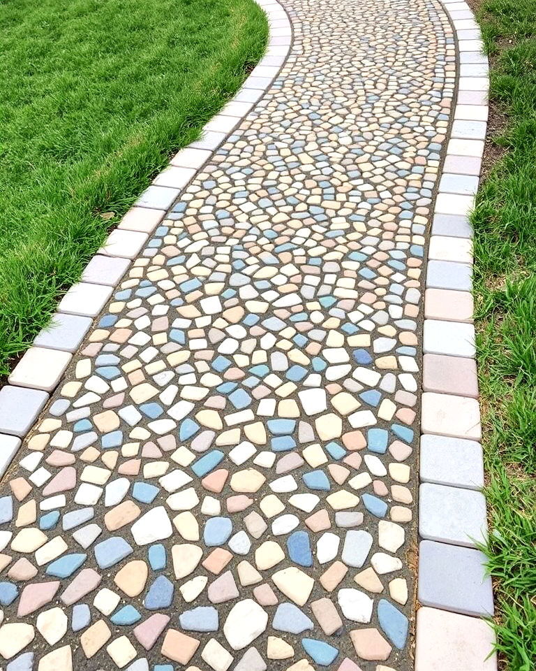 farmhouse stone mosaic walkway - 15 Farmhouse Walkway Ideas