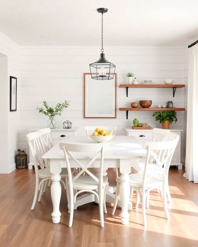 farmhouse style dining room combines the coziness of rustic decor - 30 White Dining Room Ideas
