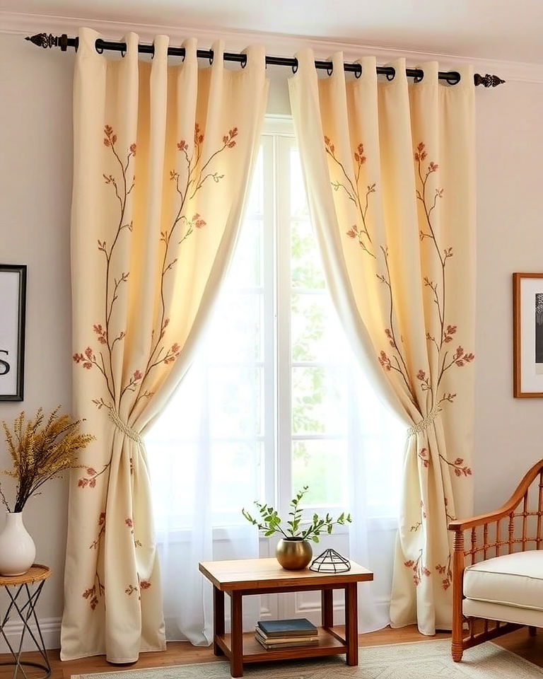 farmhouse style embroidered curtains farmhouse style embroidered curtains - 25 Farmhouse Curtain Ideas