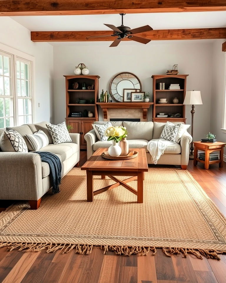 farmhouse style rug interior design - 20 Rustic Farmhouse Interior Design Ideas