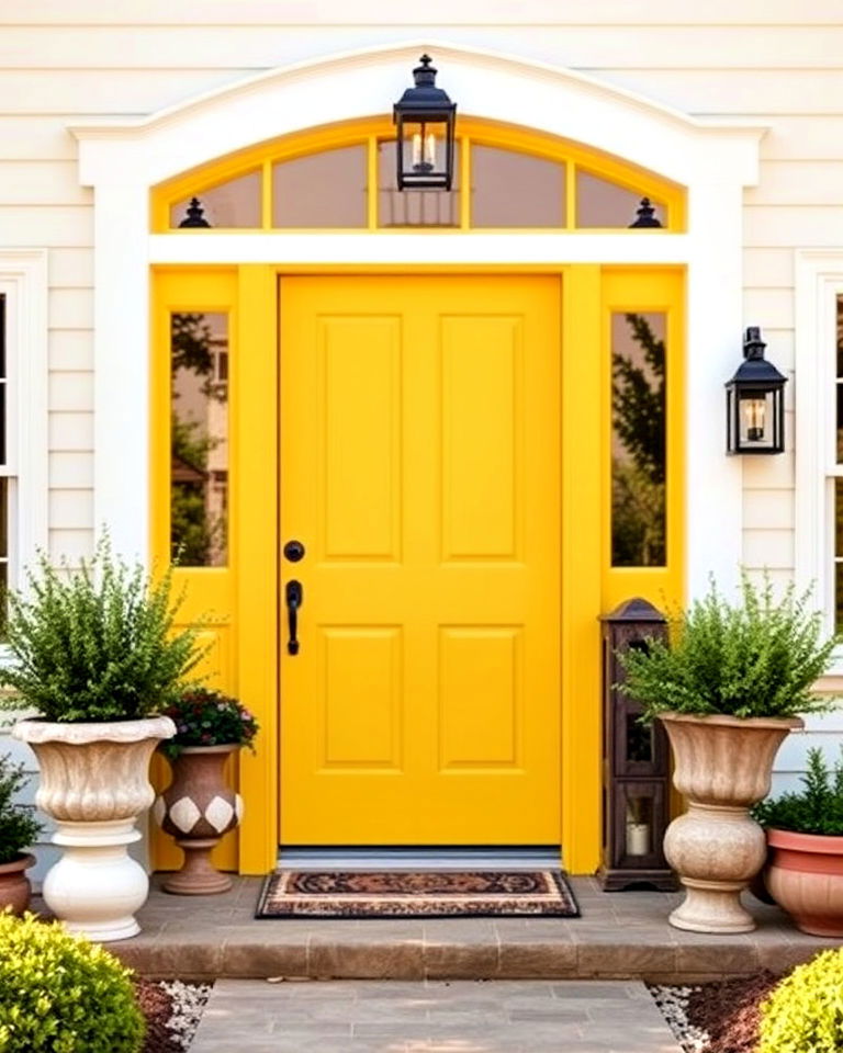 farmhouse yellow front door - 25 Farmhouse Front Door Ideas