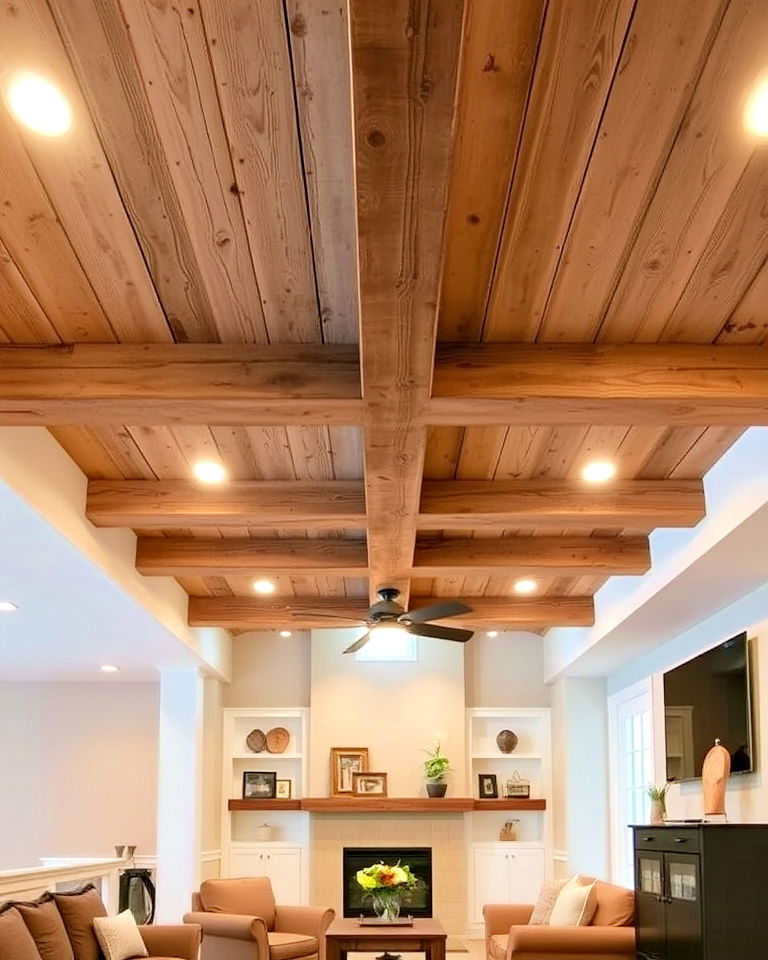 faux beams basement ceiling for a budget friendly upgrade faux beams basement ceiling for a budget friendly upgrade - 20 Exposed Basement Ceiling Ideas