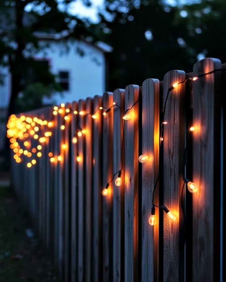 fence string light decorations - 20 Fence Art Ideas