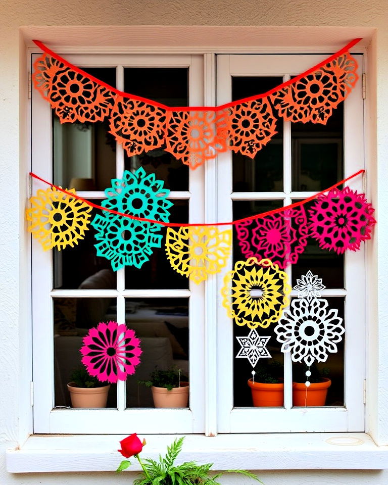 festive touch papel picado decorations - 25 Mexican Decor Ideas