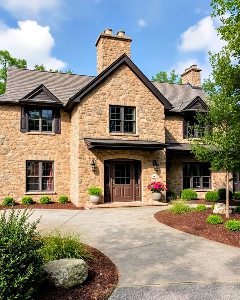 fieldstone home exterior for a natural charm - 25 Types of Exterior House Stone