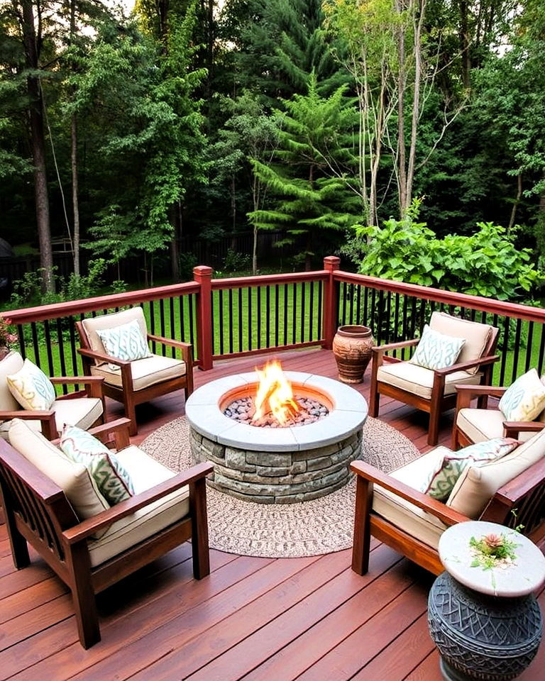 fire pit lounge area - 20 Deck Seating Ideas