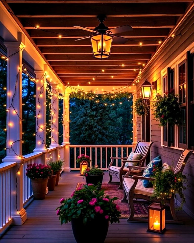 firefly string lights for enchanting nights - 15 Front Porch String Lights Ideas