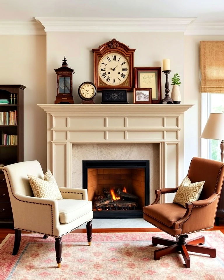 fireplace accent traditional home office - 25 Traditional Home Office Ideas