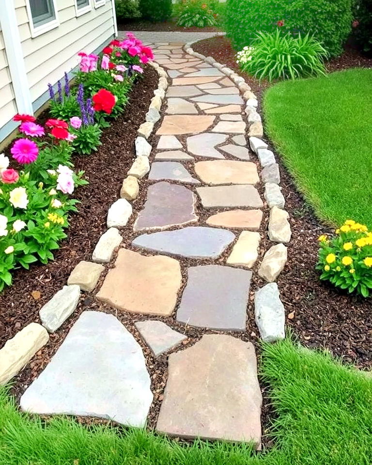 flagstone garden edging - 20 Flagstone Steps