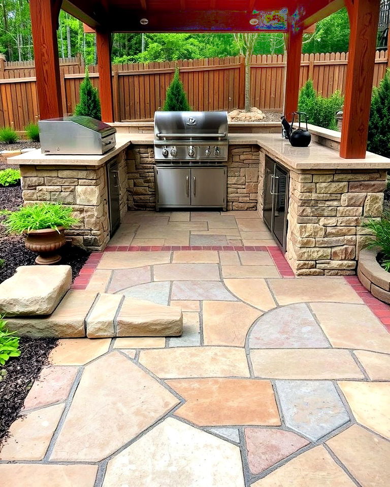 flagstone outdoor kitchen flooring - 20 Flagstone Steps