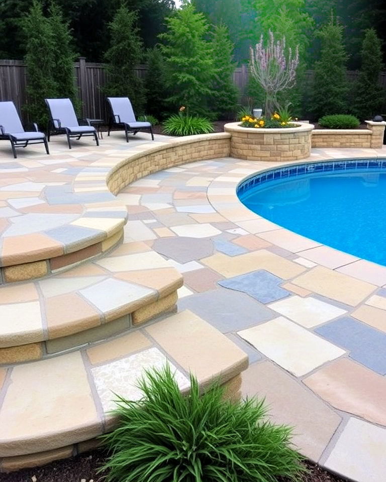 flagstone pool deck - 20 Flagstone Steps