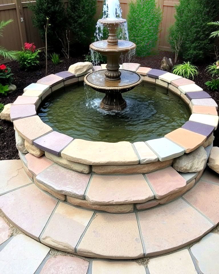 flagstone water feature base - 20 Flagstone Steps