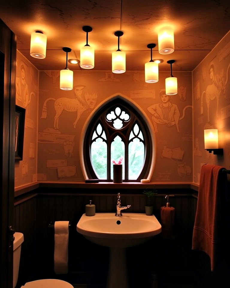 floating candles above the sink - 25 Harry Potter Bathroom Ideas