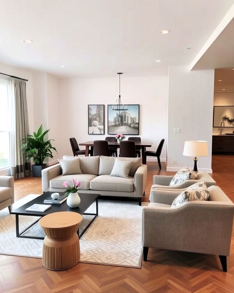floating furniture arrangement - 30 Living Room Dining Room Combos