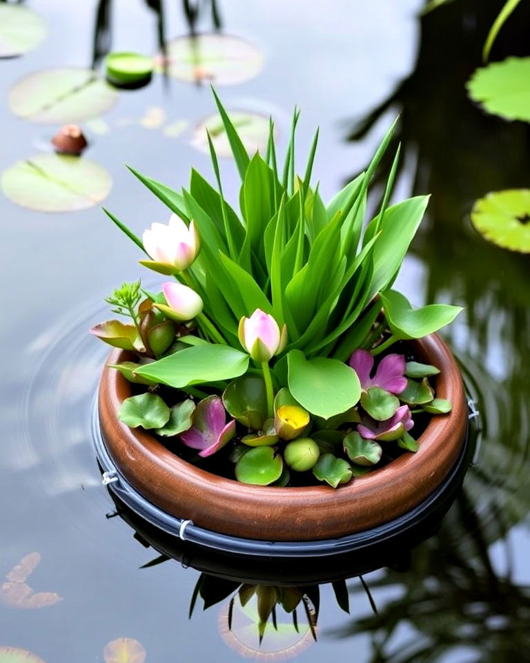 floating planter water garden - 20 Water Garden Ideas
