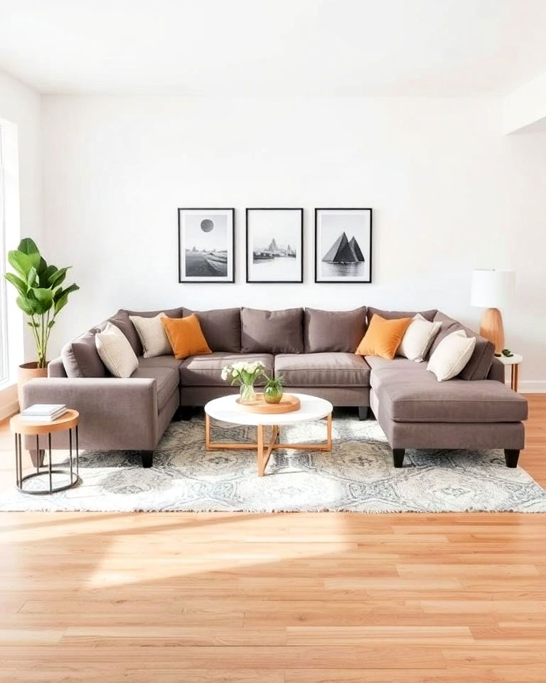 floating sectional with open pathways - 25 Small Living Room Sectional Layout Ideas