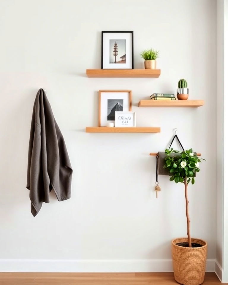 floating shelves for minimalist entryway - 15 Minimalist Entryway Ideas