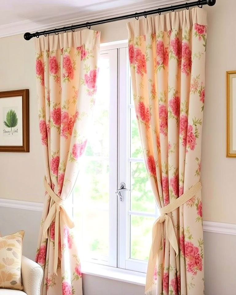 floral curtains for shabby chic interior - 25 Shabby Chic Interior Design Ideas