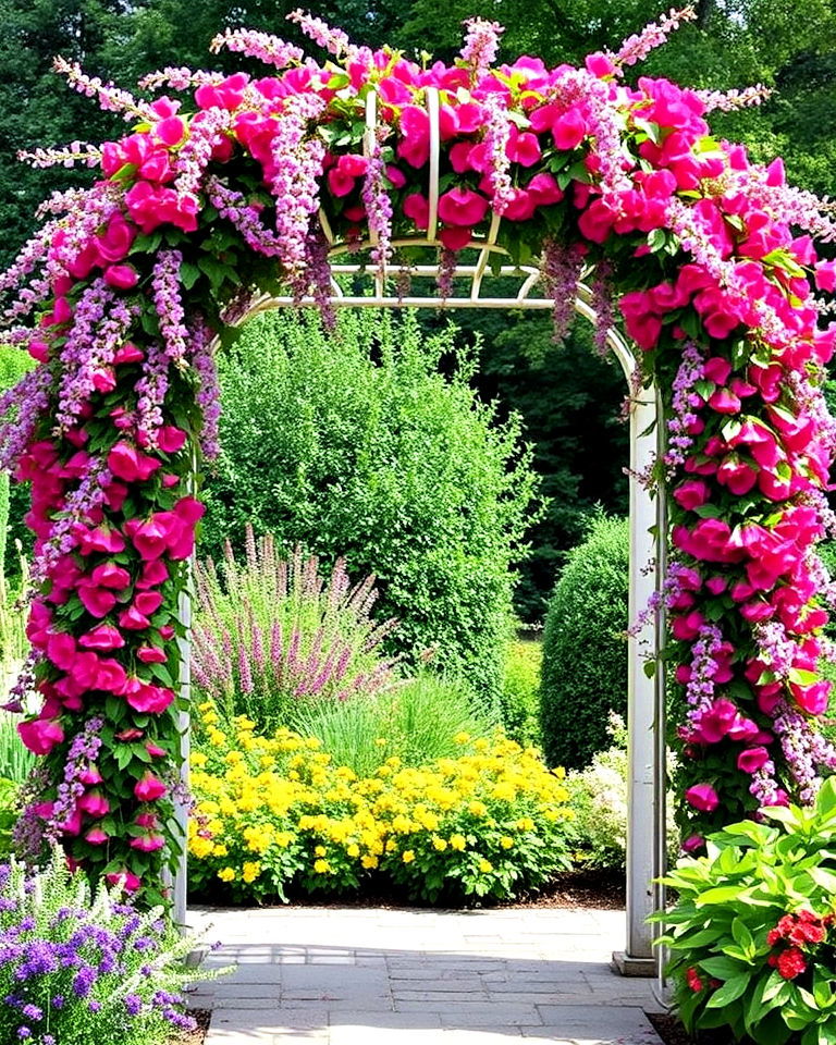 floral filled archway for wedding backdrop - 25 Garden Arch Ideas