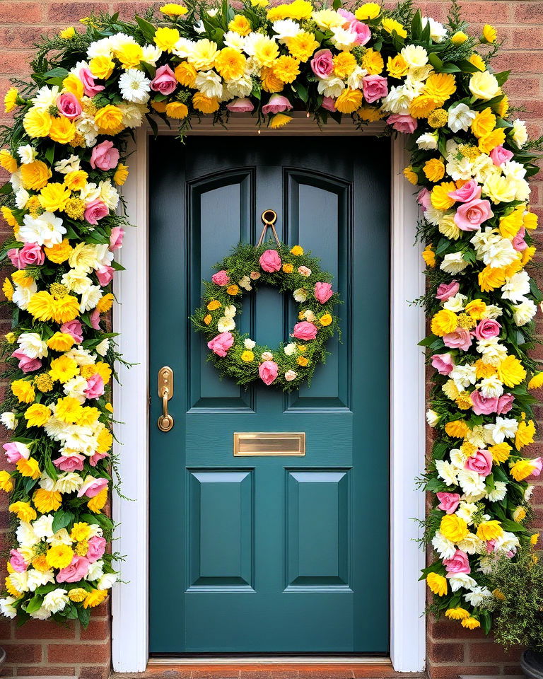 floral garland frame - 15 Spring Front Door Decor Ideas