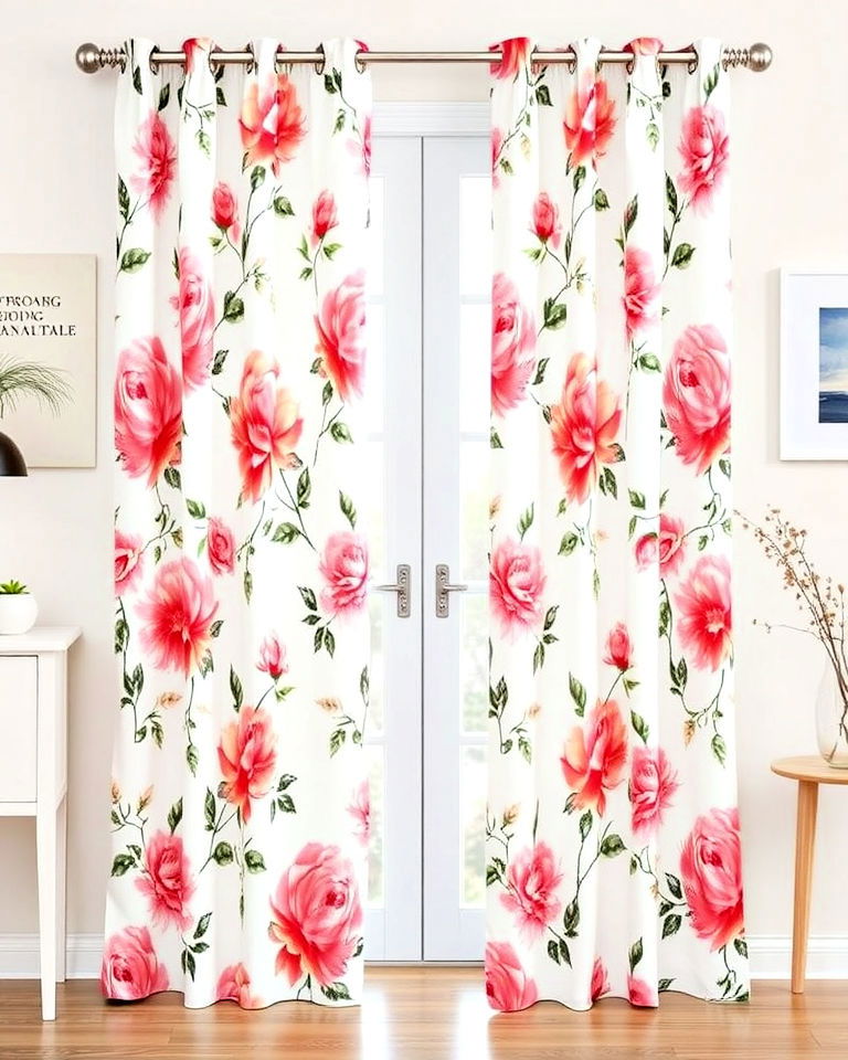 floral prints doorway for a feminine touch - 20 Doorway Curtain Ideas