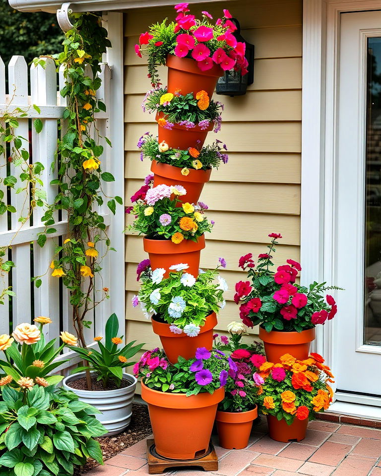flower pot tower whimsical garden - 20 Whimsical Garden Ideas