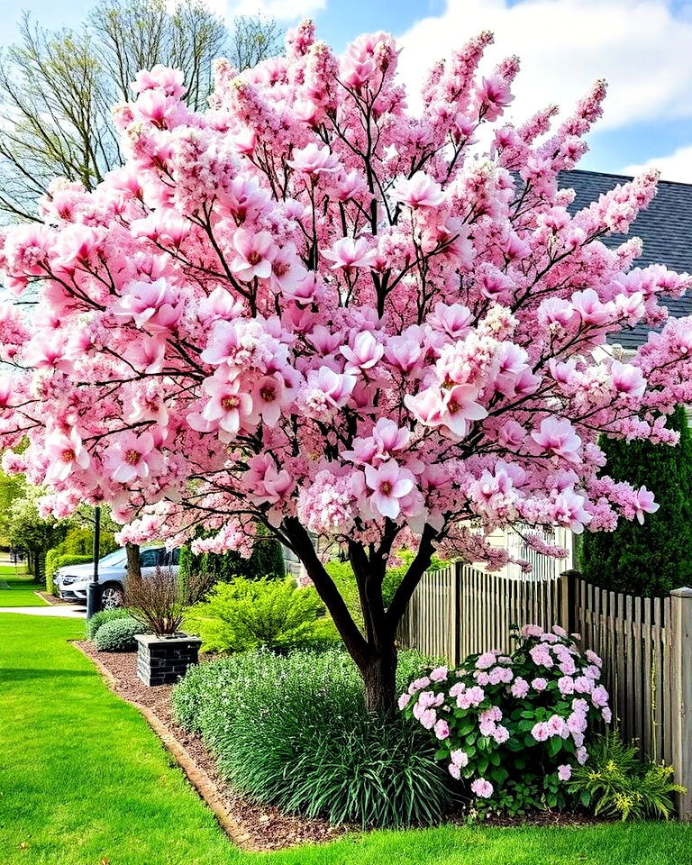 flowering trees as borders for stunning property line markers - 25 Property Line Landscaping Ideas