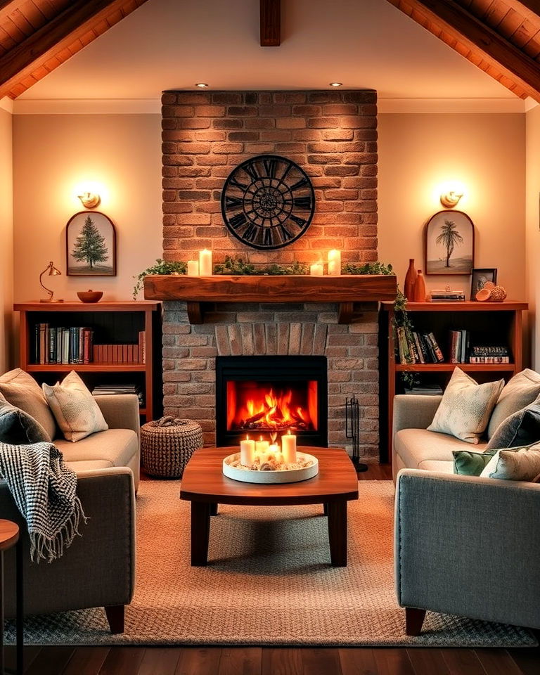 focal fireplace hygge living room - 15 Hygge Living Room Ideas