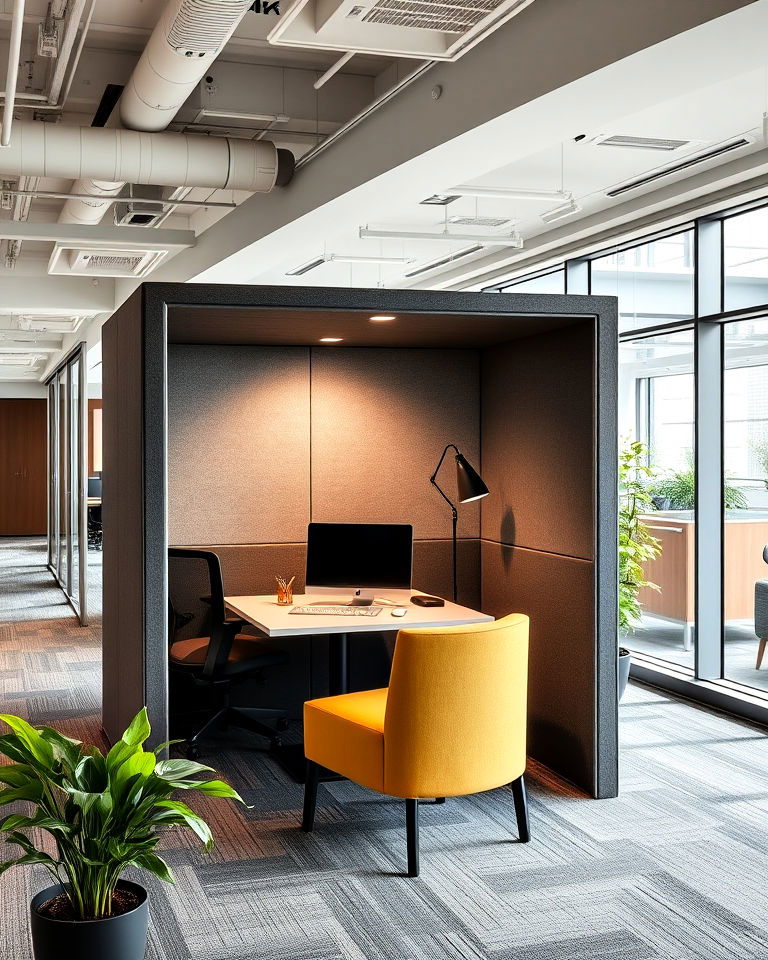 focus pods corporate office interior - 25 Corporate Office Interior Design Ideas
