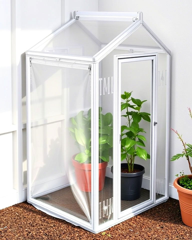 foldable corner greenhouse - 15 Corner Greenhouse Ideas