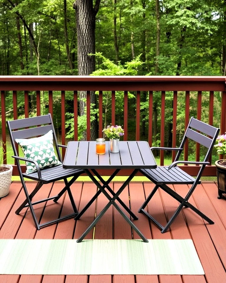 folding chairs and tables for deck - 20 Deck Seating Ideas