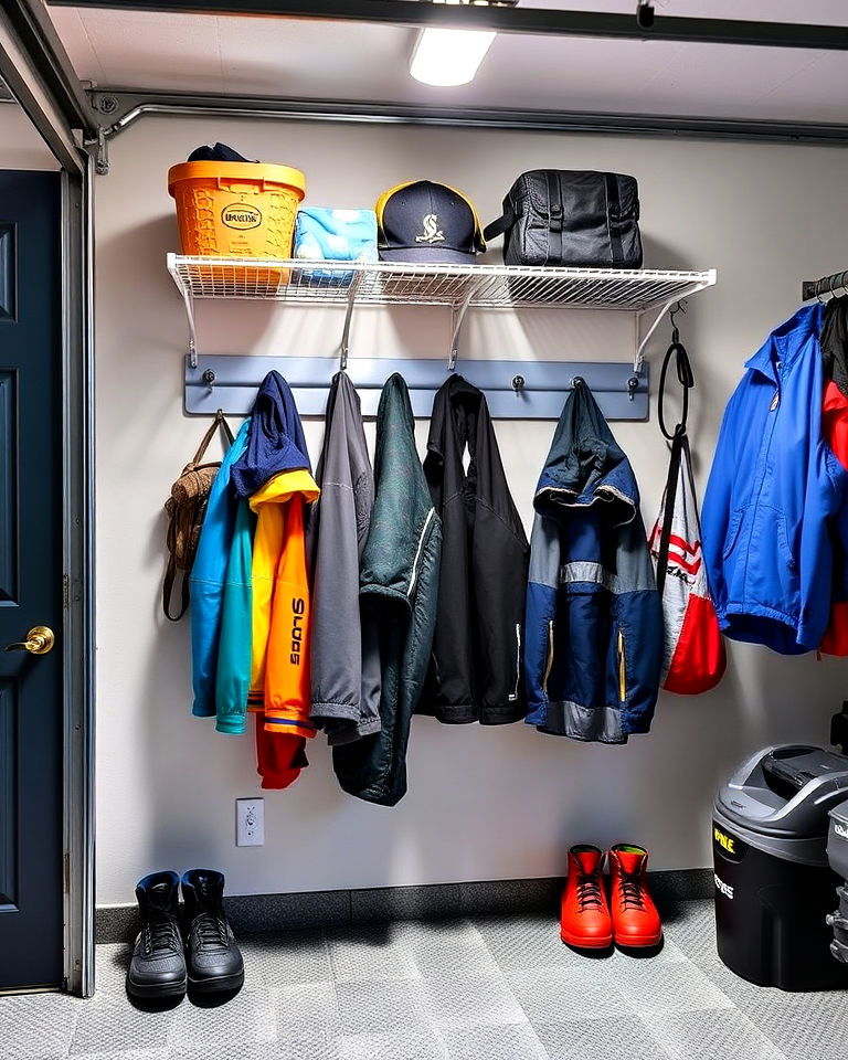 folding drying rack garage mudroom - 20 Garage Mudroom Ideas