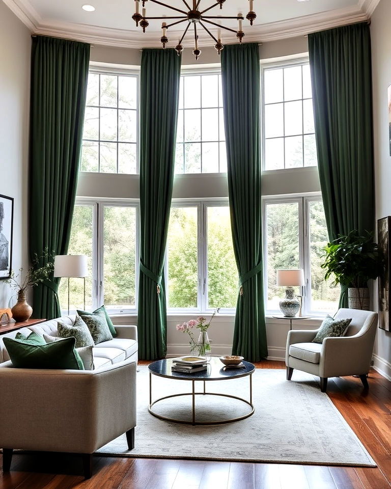 forest green curtains living room - 25 Forest Green Living Room Ideas