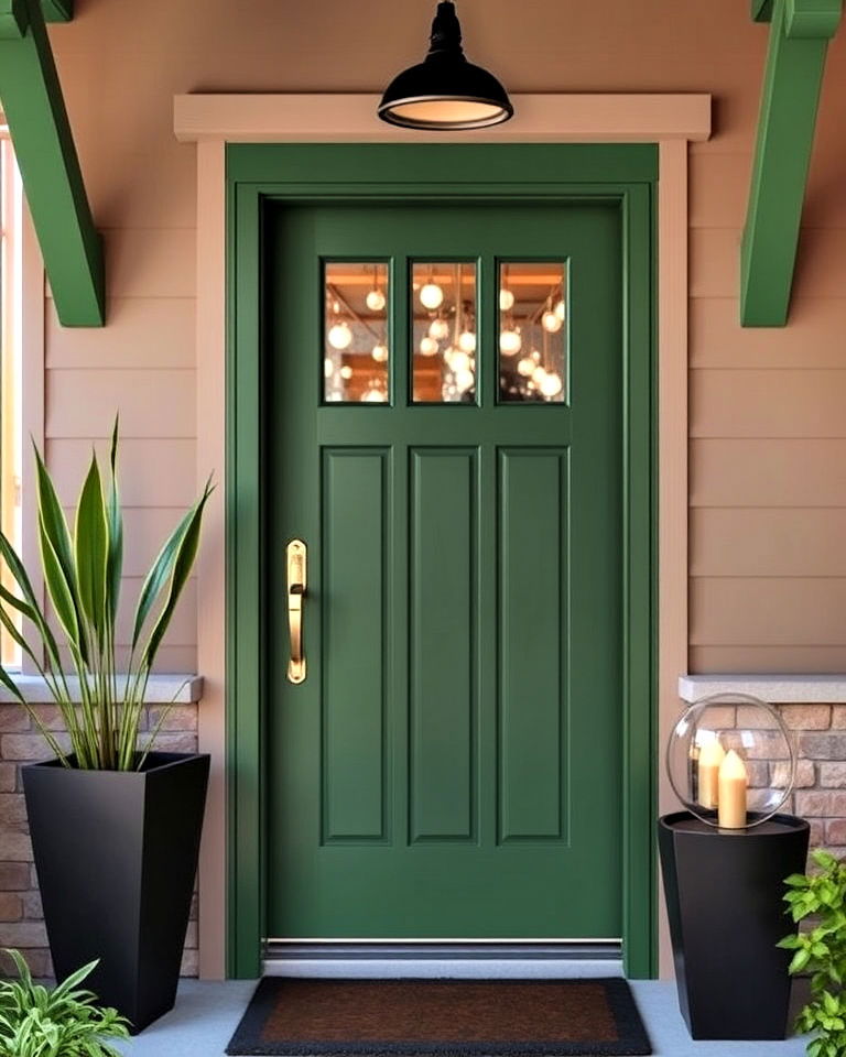 forest green front door - 25 Mid Century Front Door Colors
