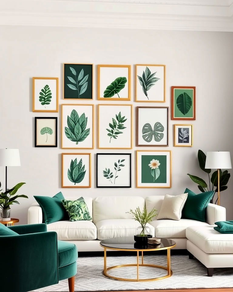 forest green gallery wall living room - 25 Forest Green Living Room Ideas