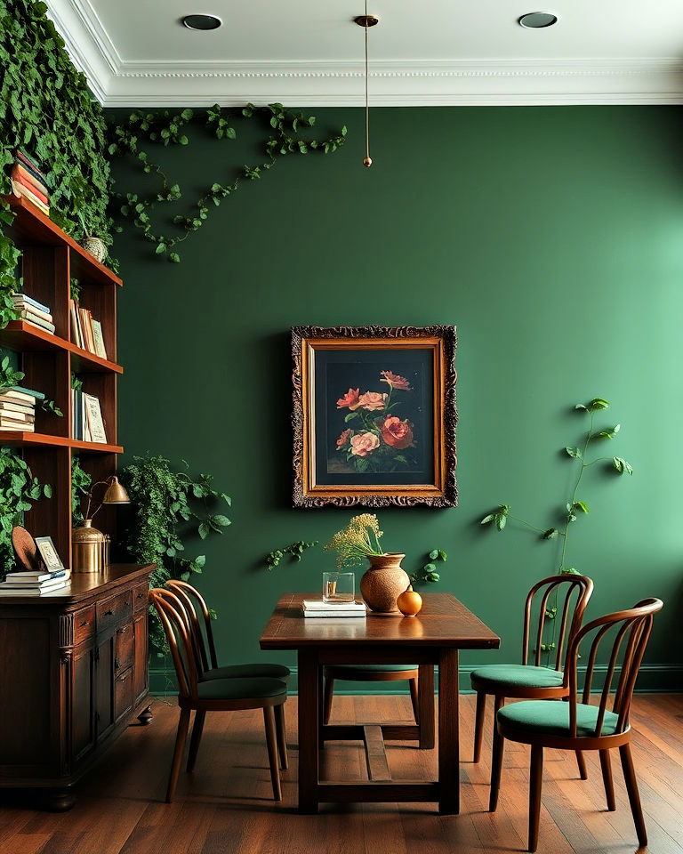 forest green wall dining room - 15 Dark Academia Wall Colors