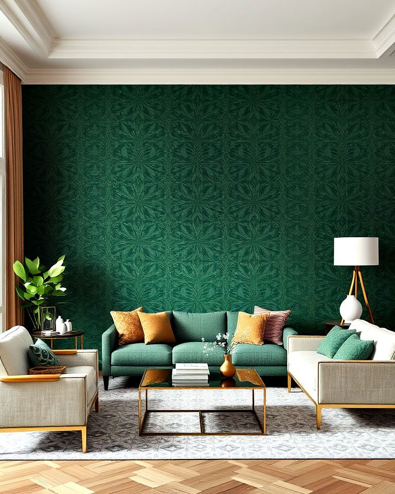 forest green wallpaper living room - 25 Forest Green Living Room Ideas