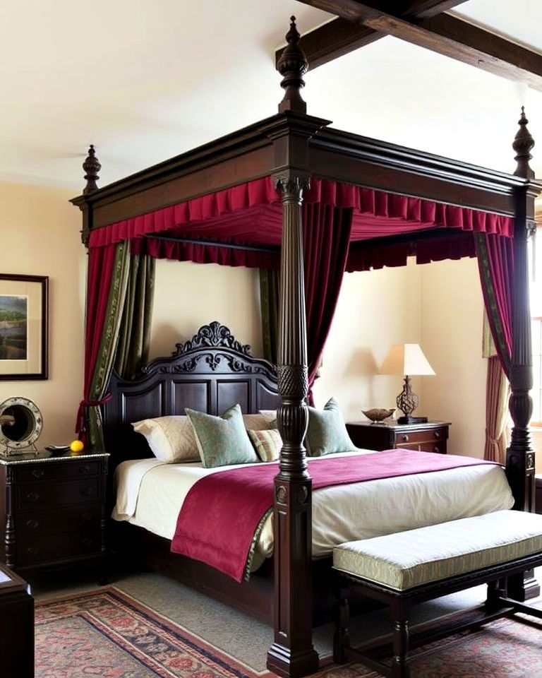 four poster beds to tudor style bedroom - 25 Tudor Style House Interior Ideas