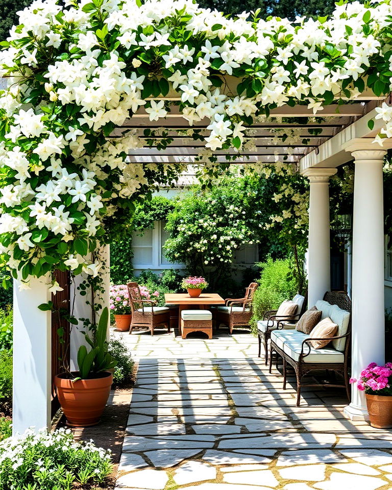 fragrant jasmine for romantic atmosphere - 25 Greek Garden Ideas