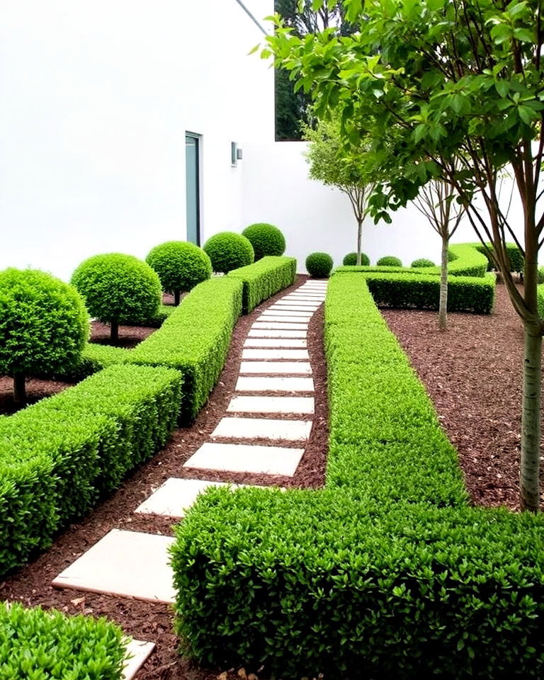 frame spaces with low hedges - 20 Minimalist Landscaping Ideas