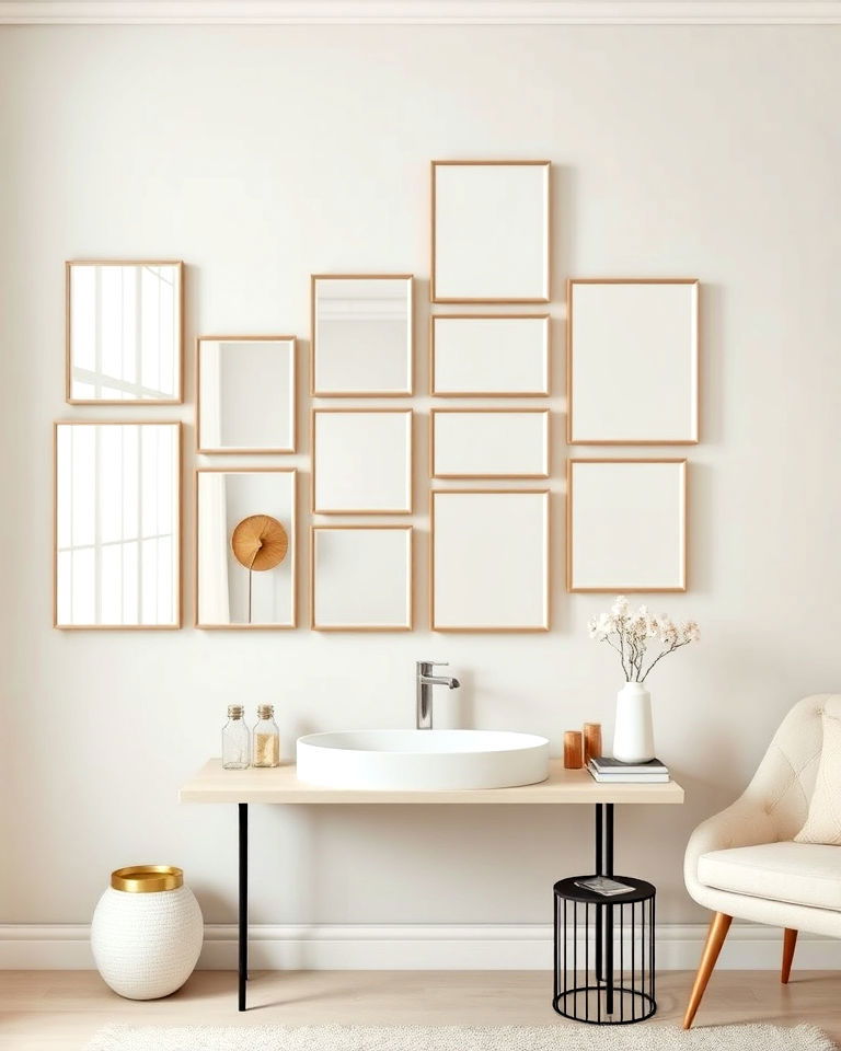 frameless mirrors for seamless elegance - 15 Mirror Collage Wall Ideas