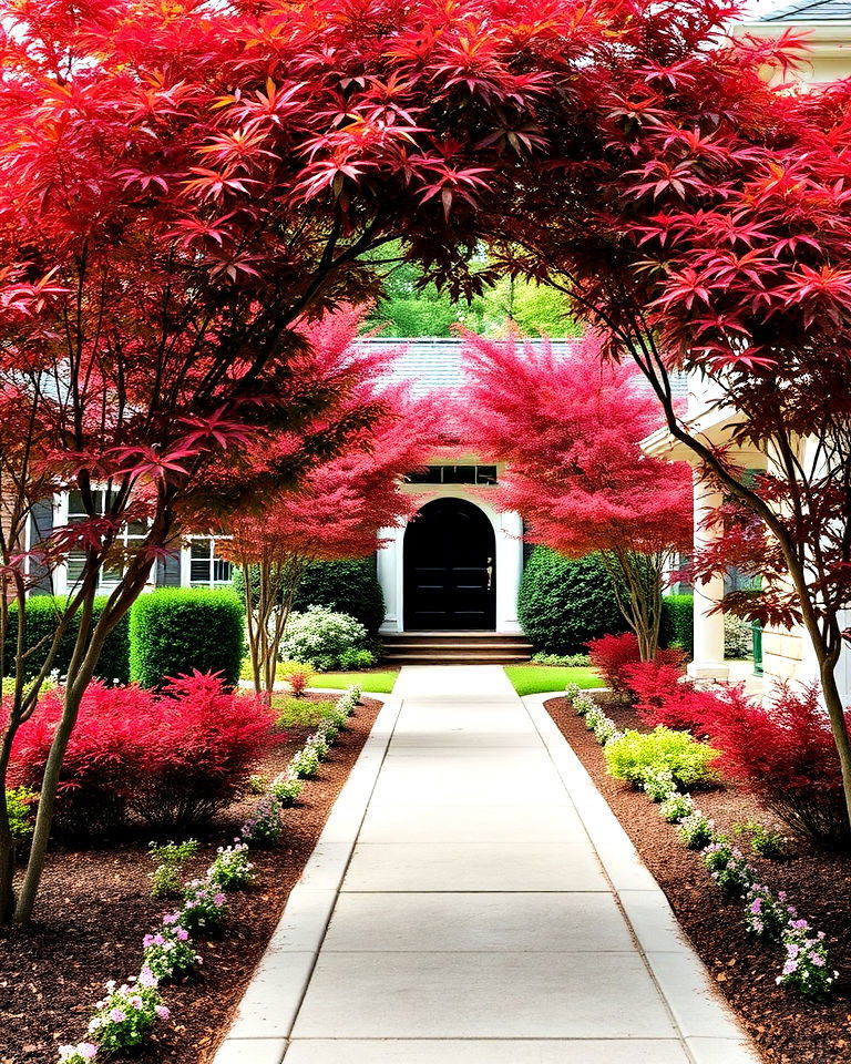 framing pathways planting japanese maple trees - 20 Front Yard Japanese Maple Tree Landscaping Ideas