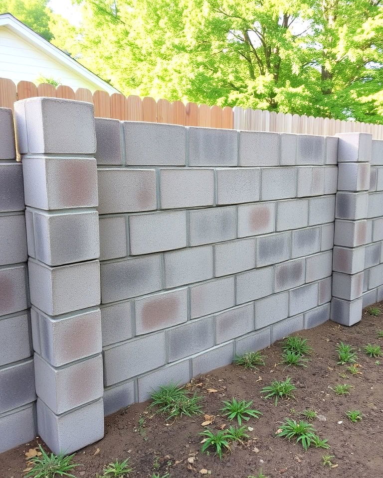 freestanding cinder block fence - 25 Cinder Block Fence Ideas