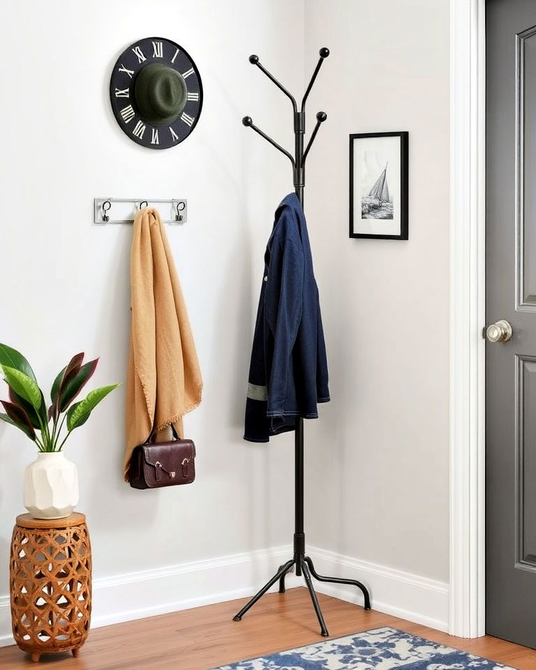 freestanding corner coat rack - 15 Corner Entryway Ideas