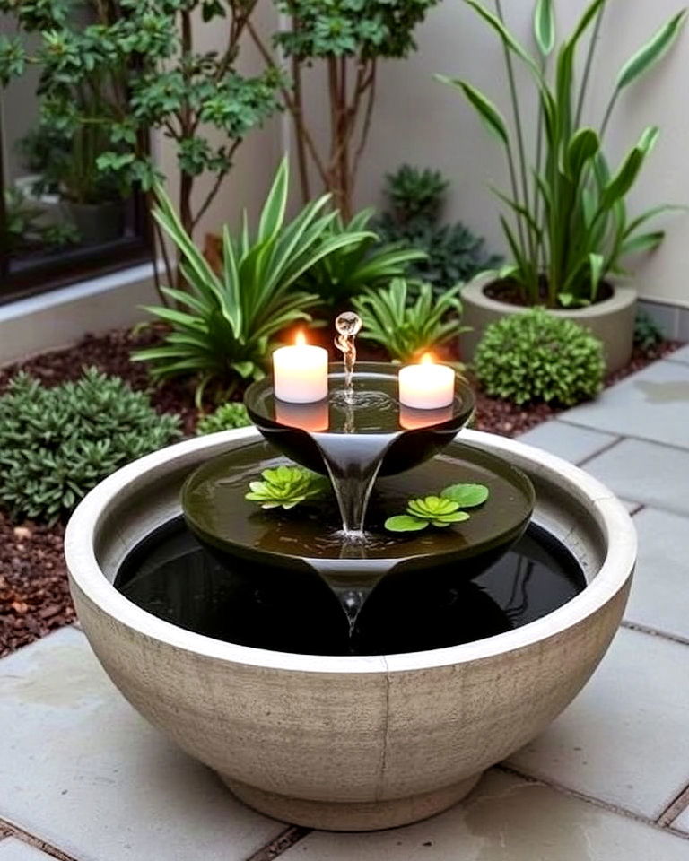 freestanding water bowl fountain - 15 Courtyard Fountain Ideas